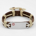 Logan Leather Hemp Medical Bracelet Engravable Front Natural